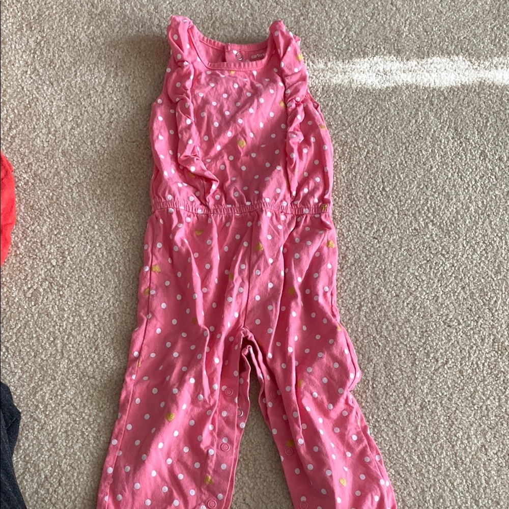 Pink Polka Dot Kids Jumpsuit
